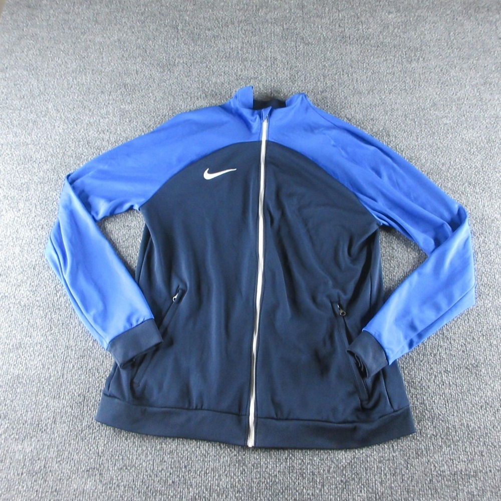 Nike Track Jacket Womens M Blue Dri-FIT Full Zip Colorblock Running Athletic